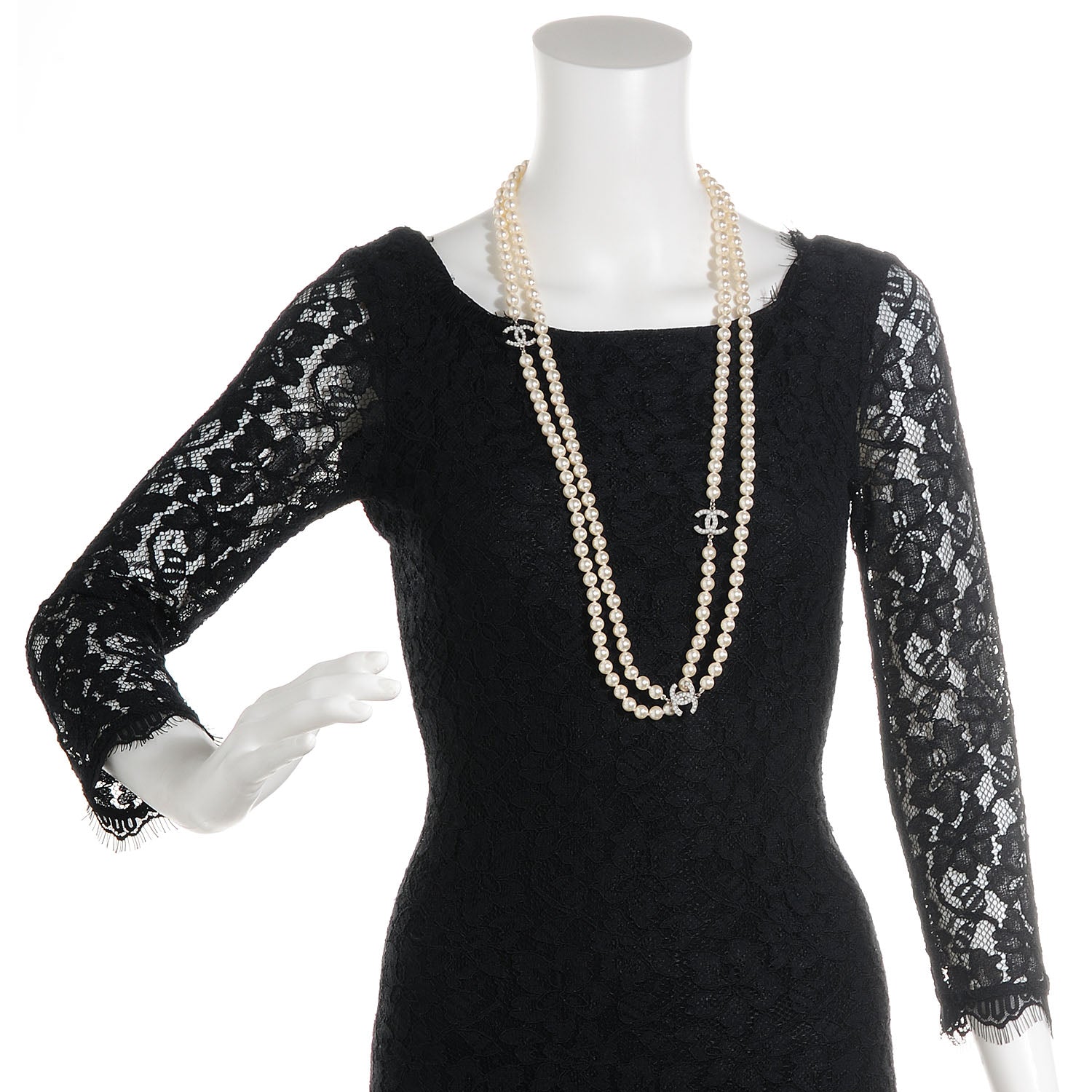 Chanel Pearl CC Long Necklace Silver 2 of 4
