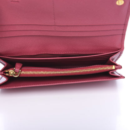 Prada Saffiano Metal Continental Flap Wallet Peonia 4 of 9