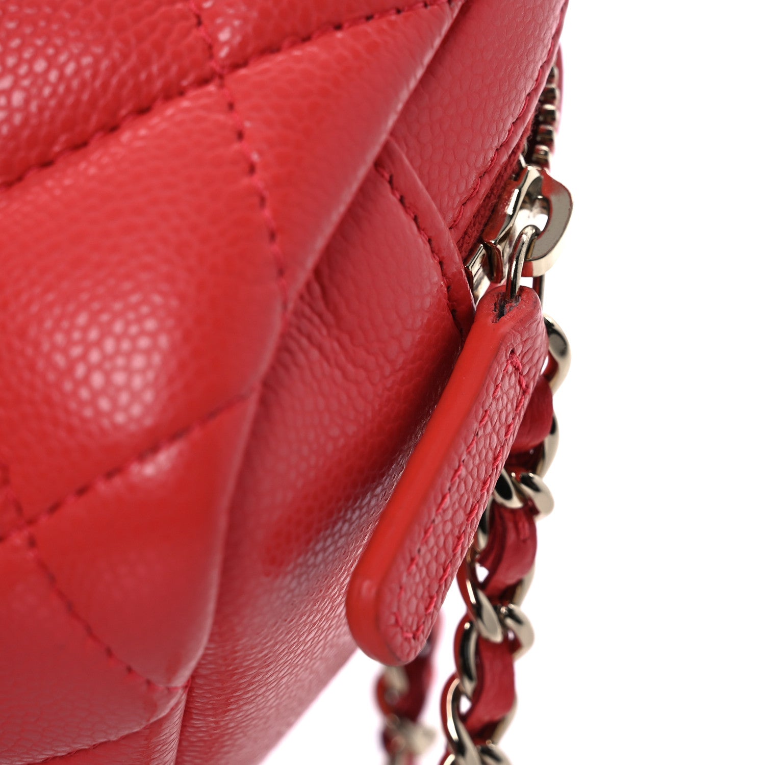 Chanel Caviar Quilted Double Zip Pouch Cosmetic Case Coral 1698922