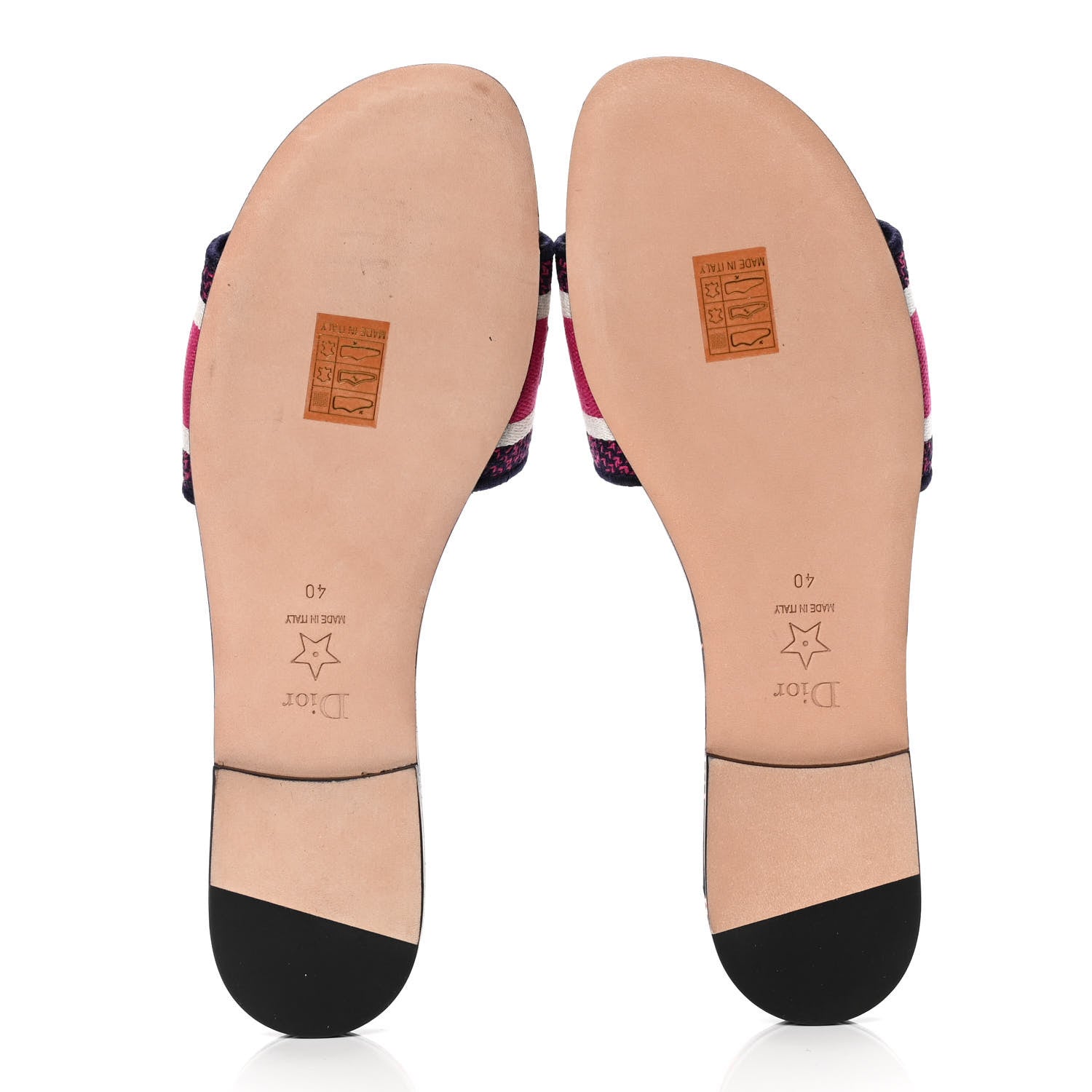 Christian Dior Canvas Embroidered Animals Dway Mules Slide Sandals 40 Deep Blue Fuchsia 4 of 4
