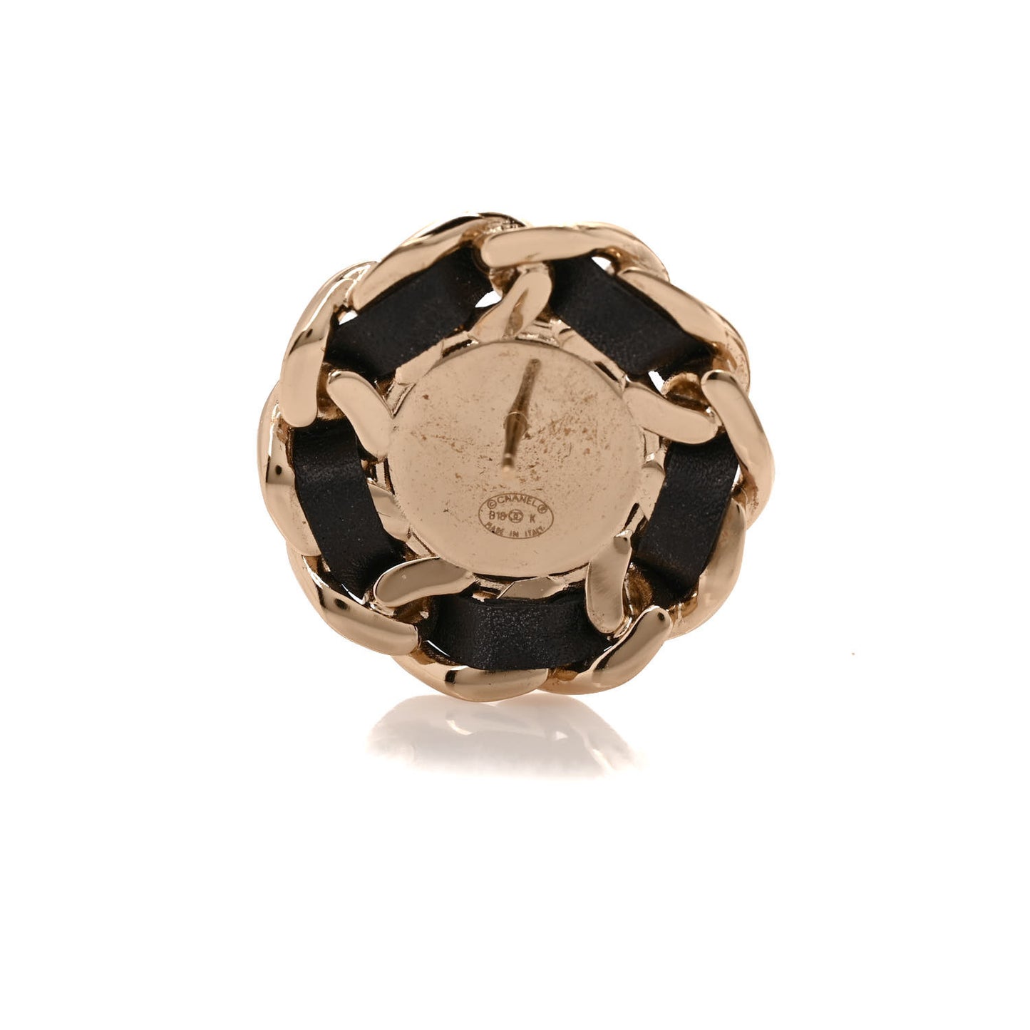 Pearl Lambskin Chain Around CC Earrings Gold