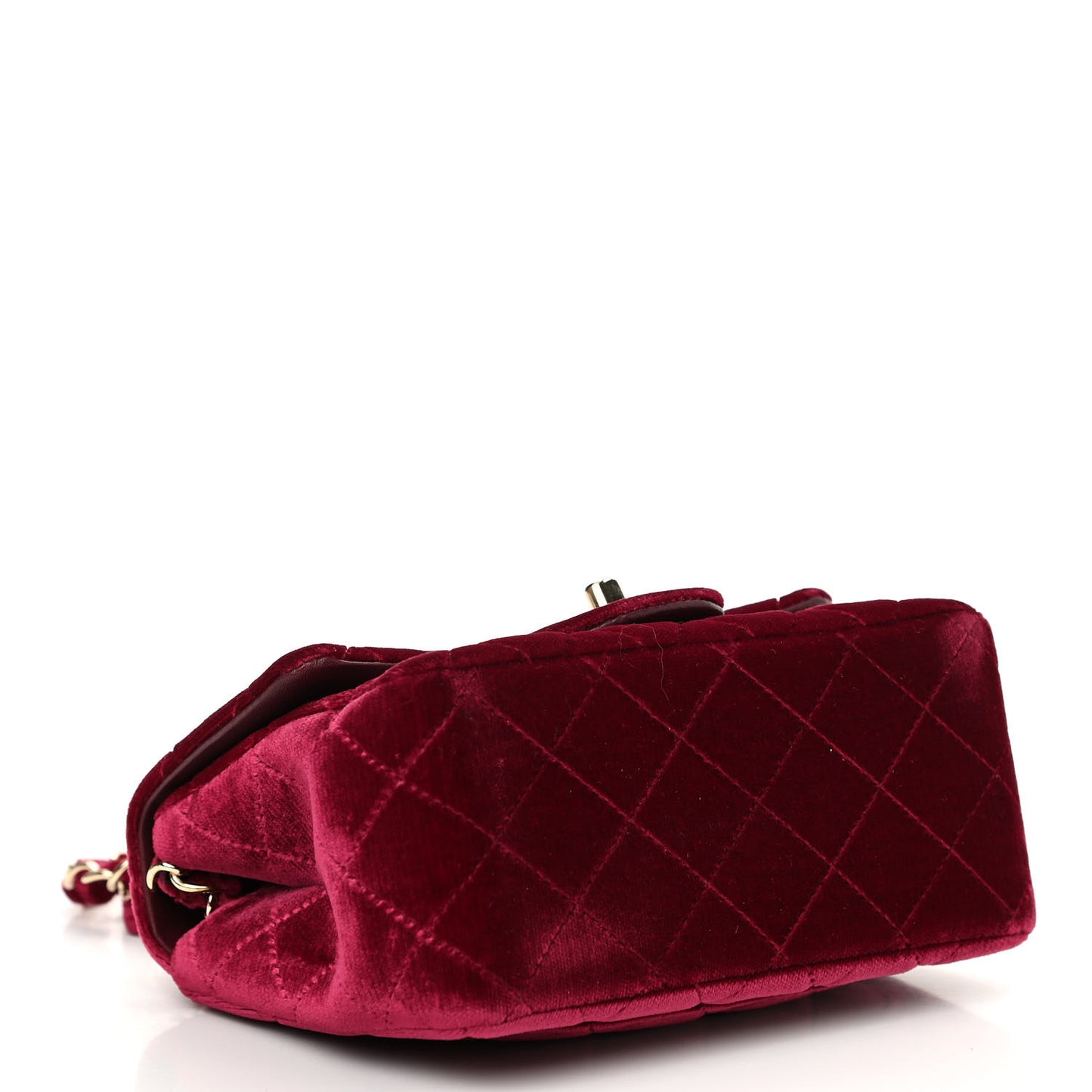 Velvet Quilted Mini Square Flap Burgundy