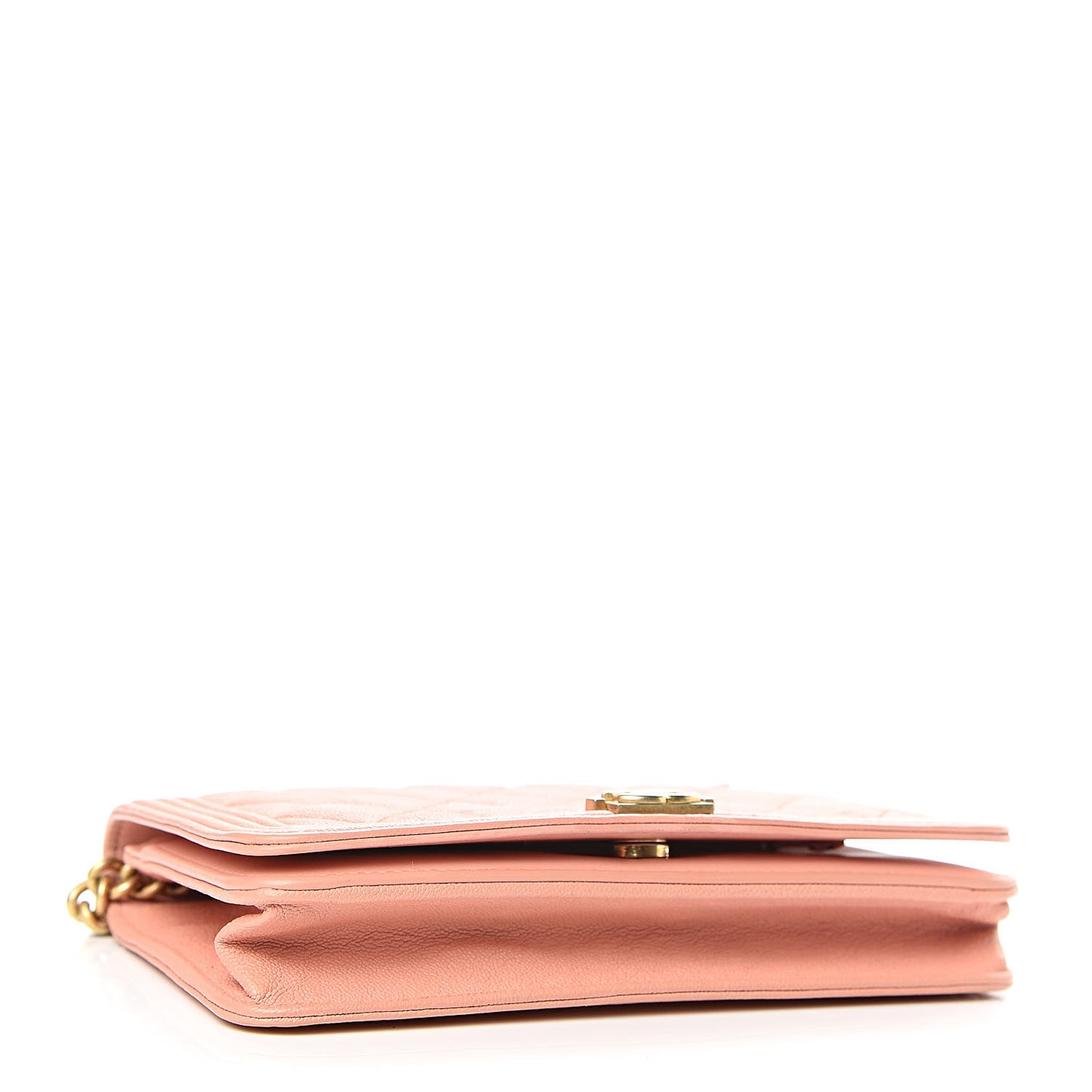 Caviar Quilted Boy Wallet On Chain WOC Light Pink