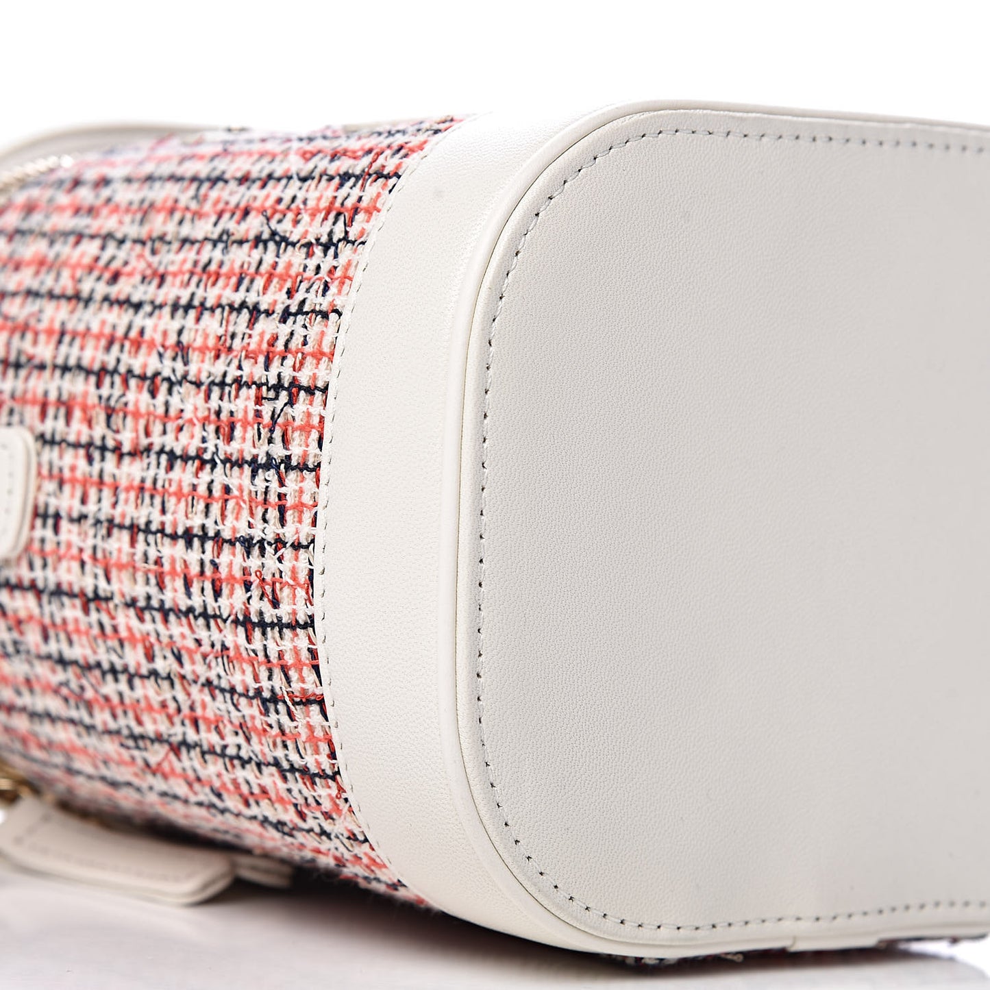 Tweed Lambskin Timeless Vanity Cosmetic Case White