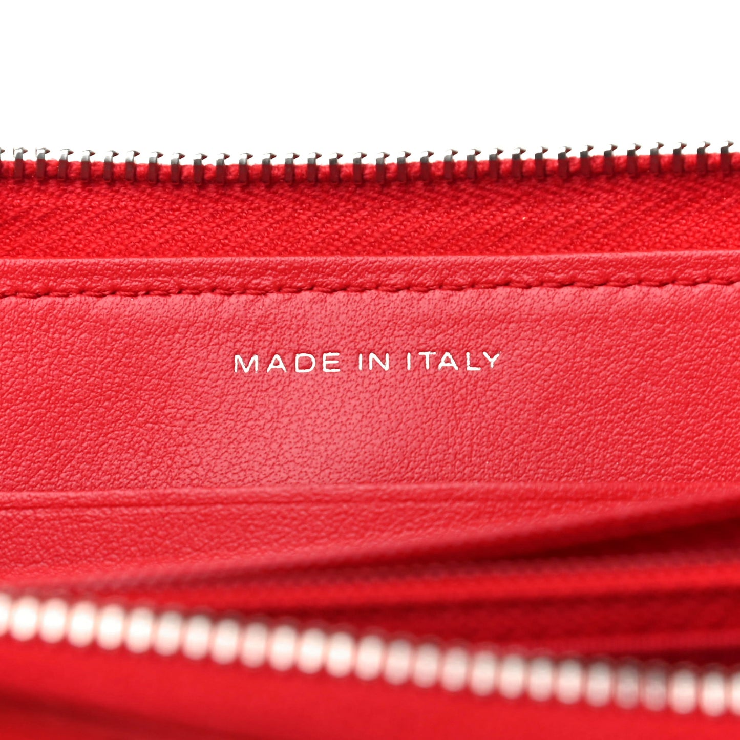 Goatskin Camellia Embossed Medium Zip Around Wallet Red