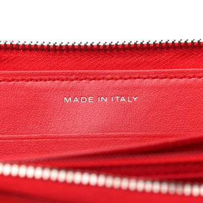 Chanel Goatskin Camellia Embossed Medium Zip Around Wallet Red 7 of 9