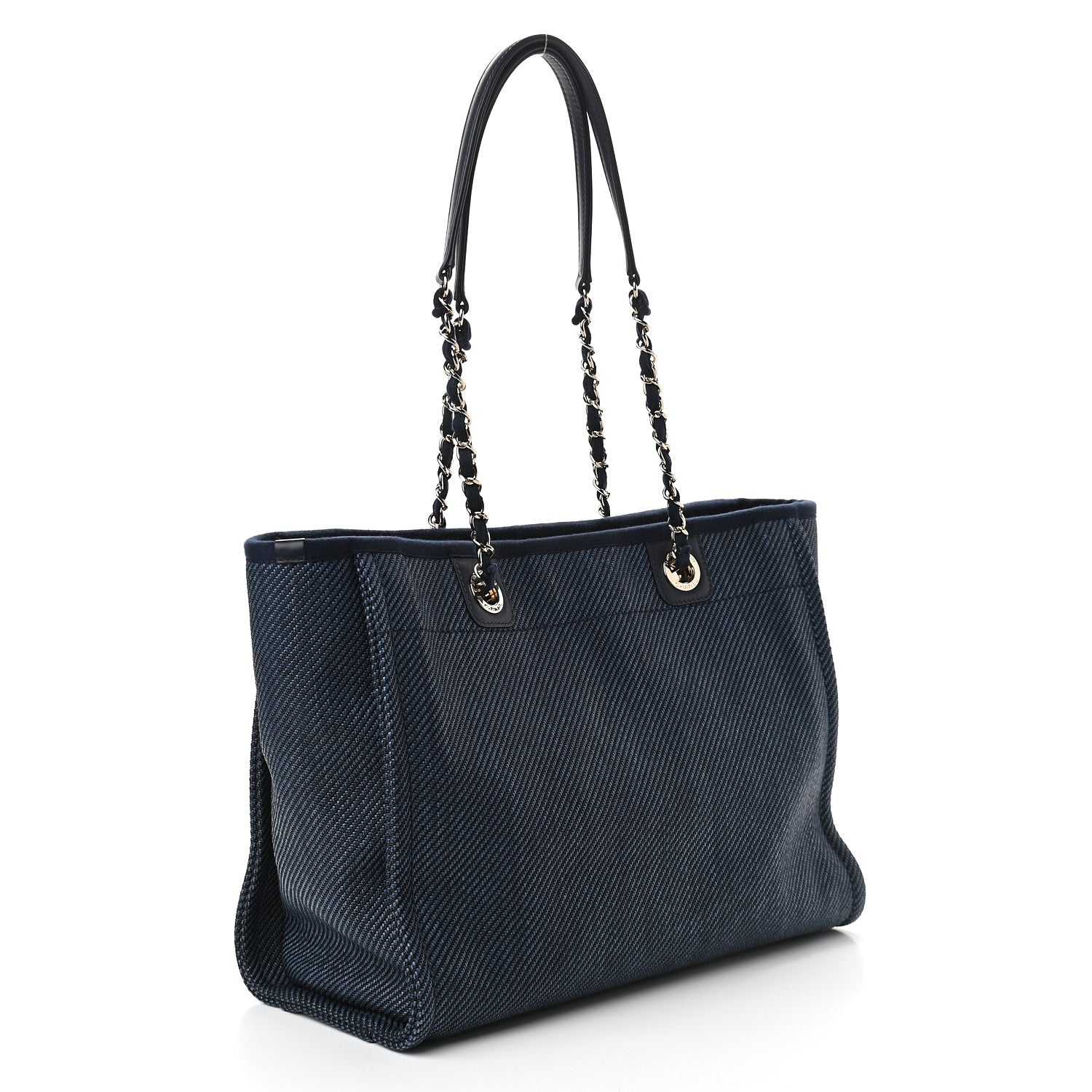 Chanel Mixed Fibers Small Deauville Tote Navy Blue 2 of 9