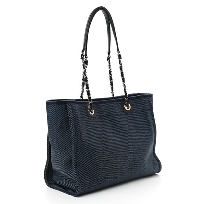 Chanel Mixed Fibers Small Deauville Tote Navy Blue 2 of 9