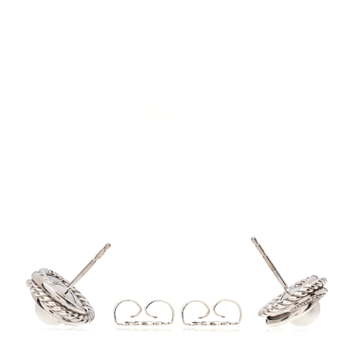 Sterling Silver Diamond Freshwater Pearl Crossover Earrings