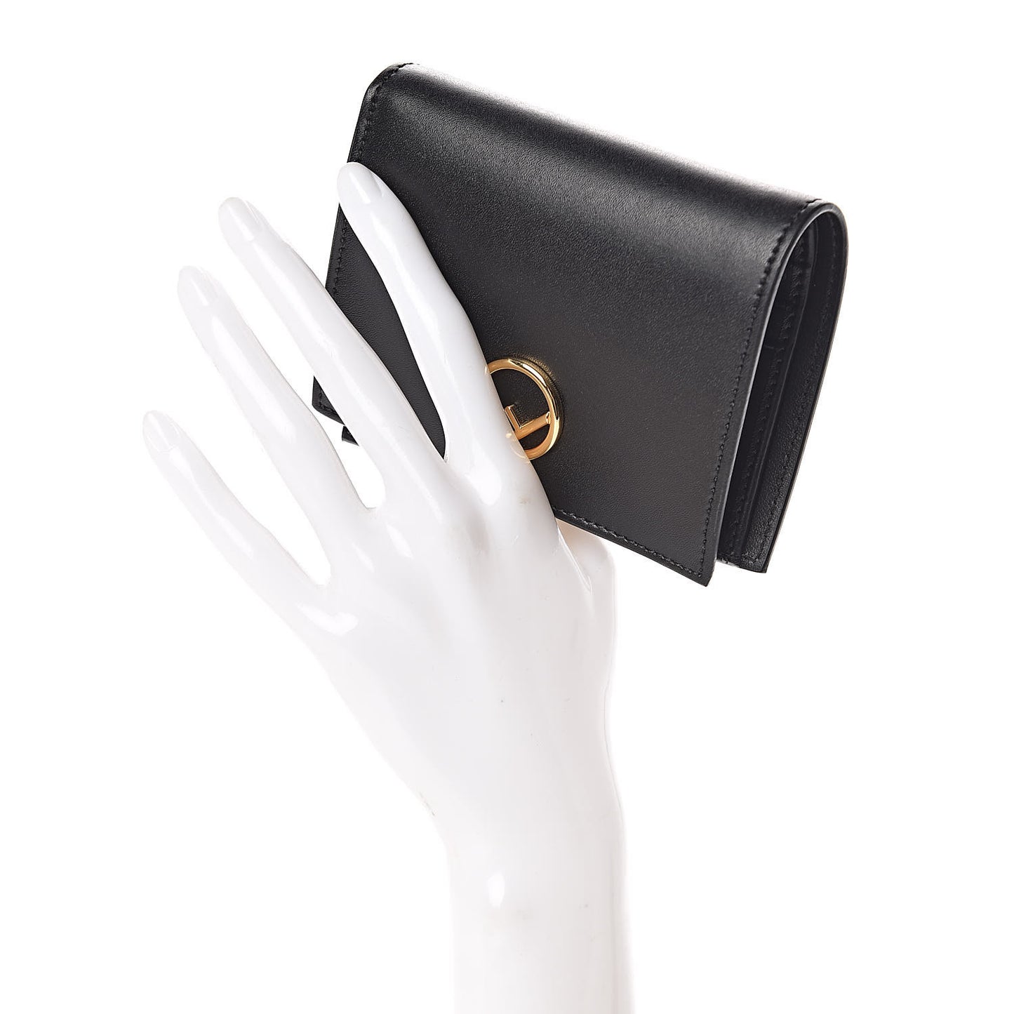 Vitello Liberty Lucido F is Fendi Compact Bi-Fold Wallet Black
