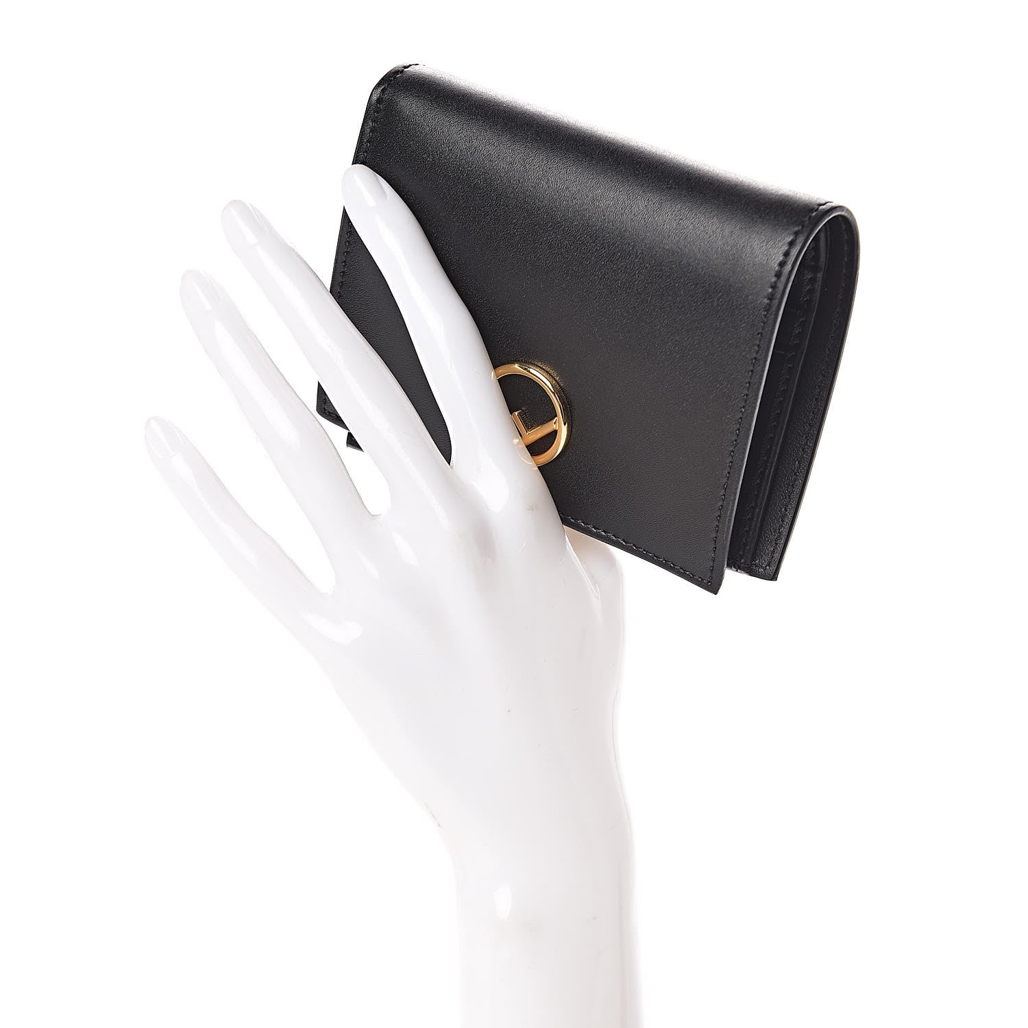 Fendi Vitello Liberty Lucido F is Fendi Compact Bi-Fold Wallet Black 2 of 7