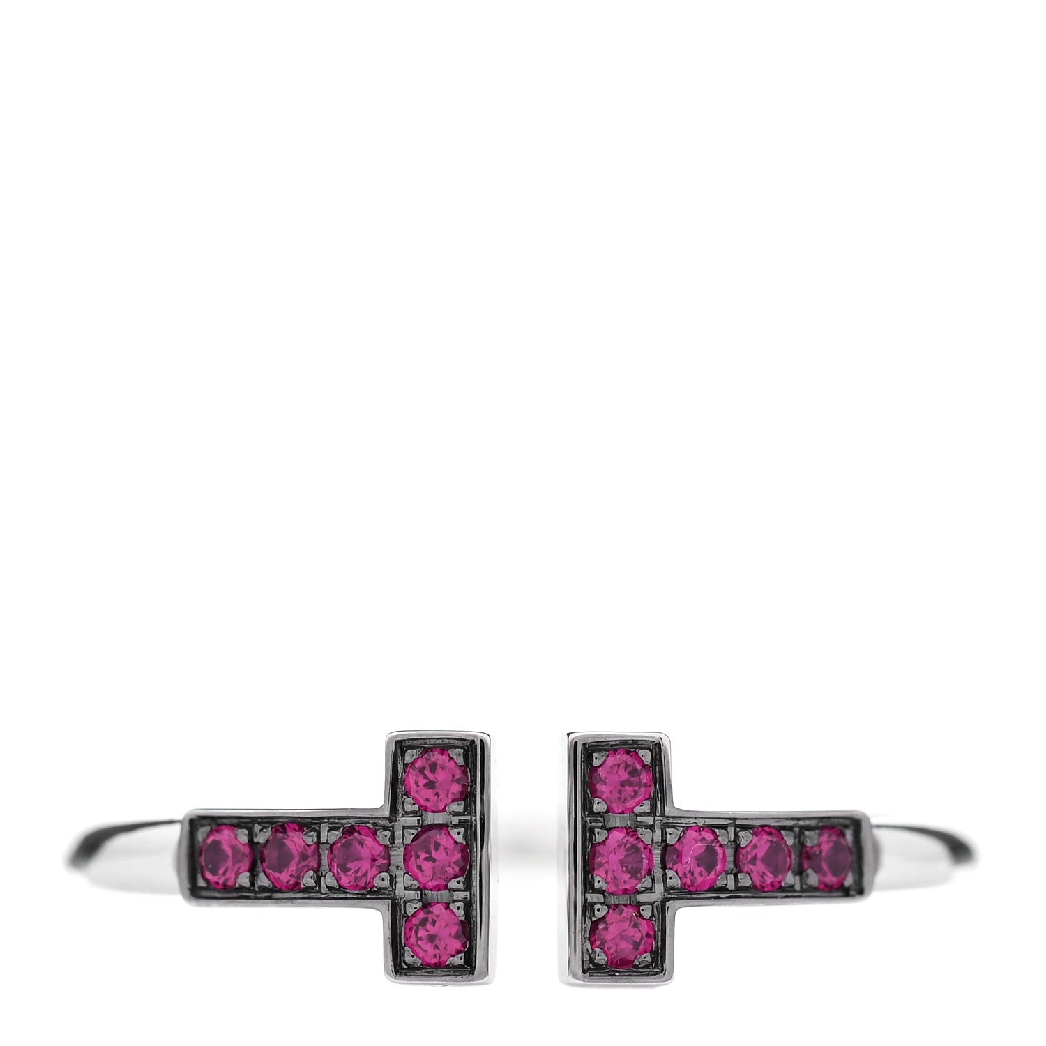 Tiffany 18K White Gold Ruby T Wire Ring 53 6.5 1 of 5