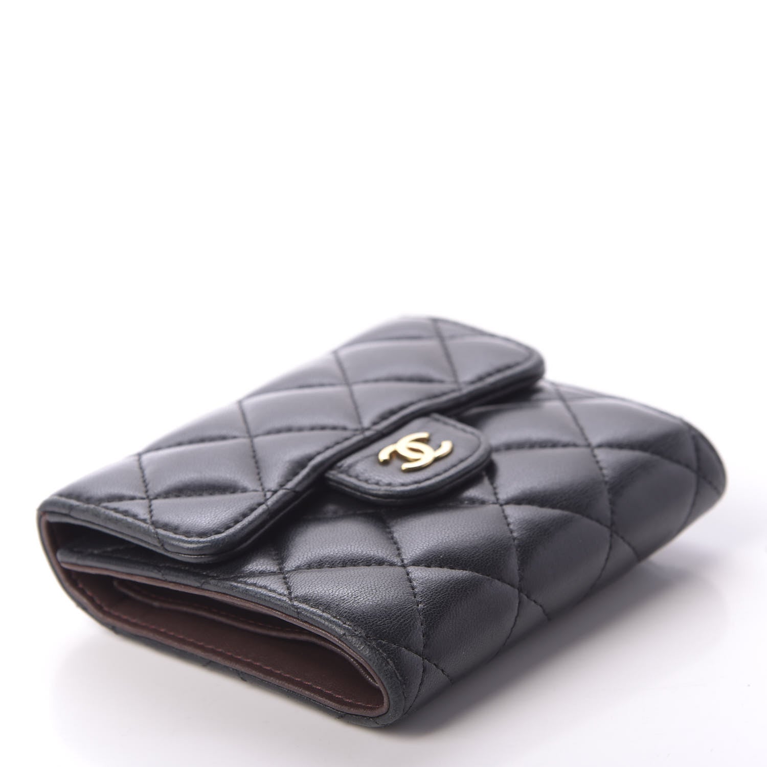 Chanel Lambskin Quilted Compact Flap Wallet Black 4 of 9