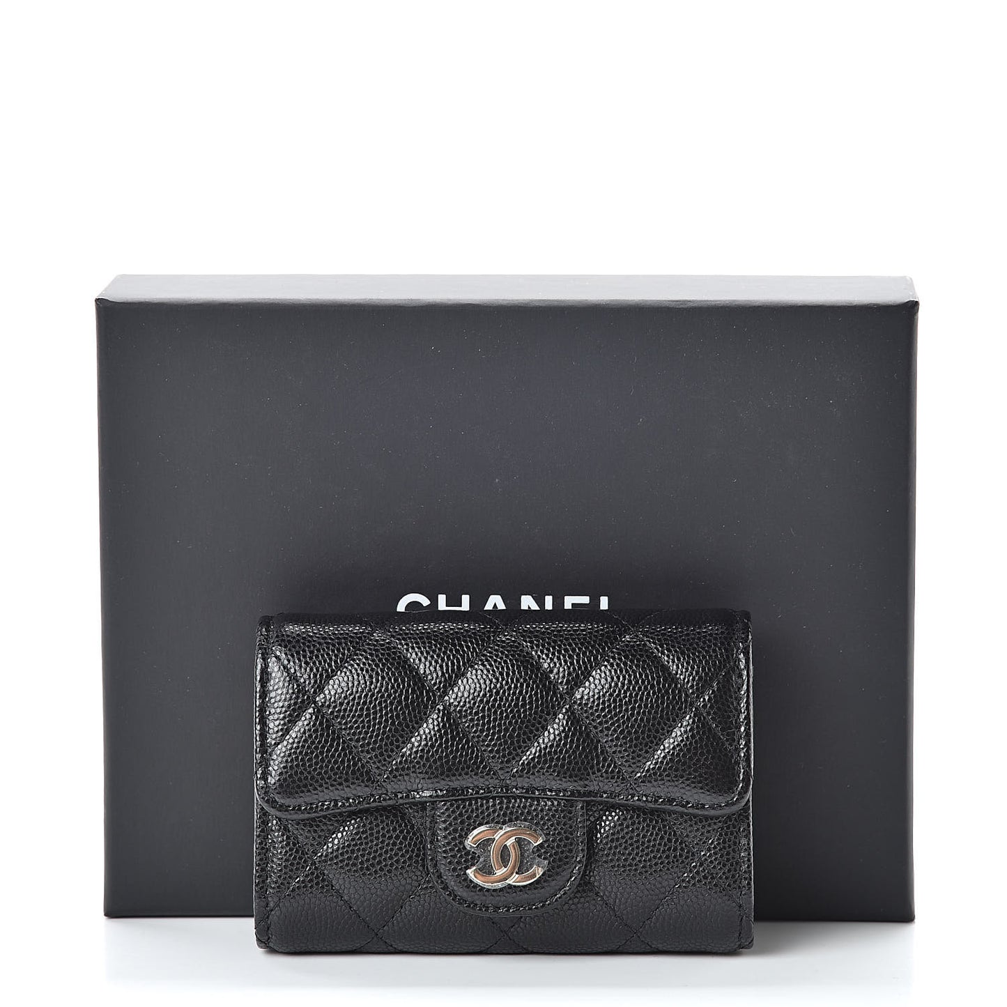 Caviar Quilted Classic 4 Key Holder Wallet Black
