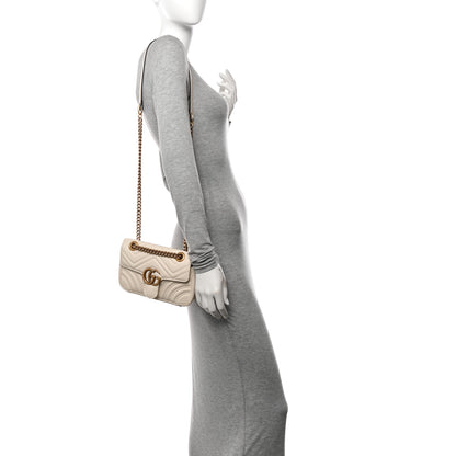 Gucci Calfskin Matelasse Mini GG Marmont Shoulder Bag White 2 of 11