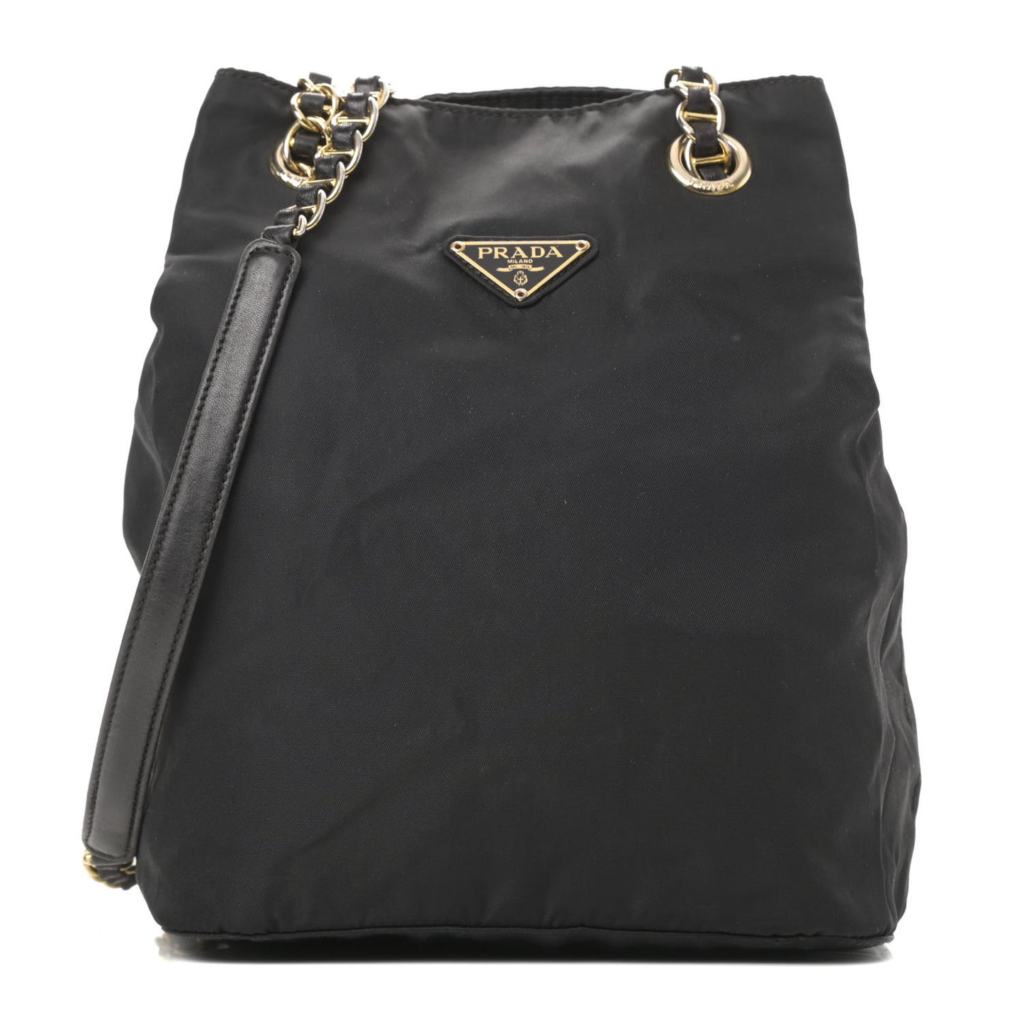 Nylon Tessuto Acciaio Chain Shoulder Bag Black