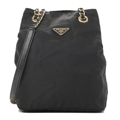 Prada Nylon Tessuto Acciaio Chain Shoulder Bag Black 1 of 12