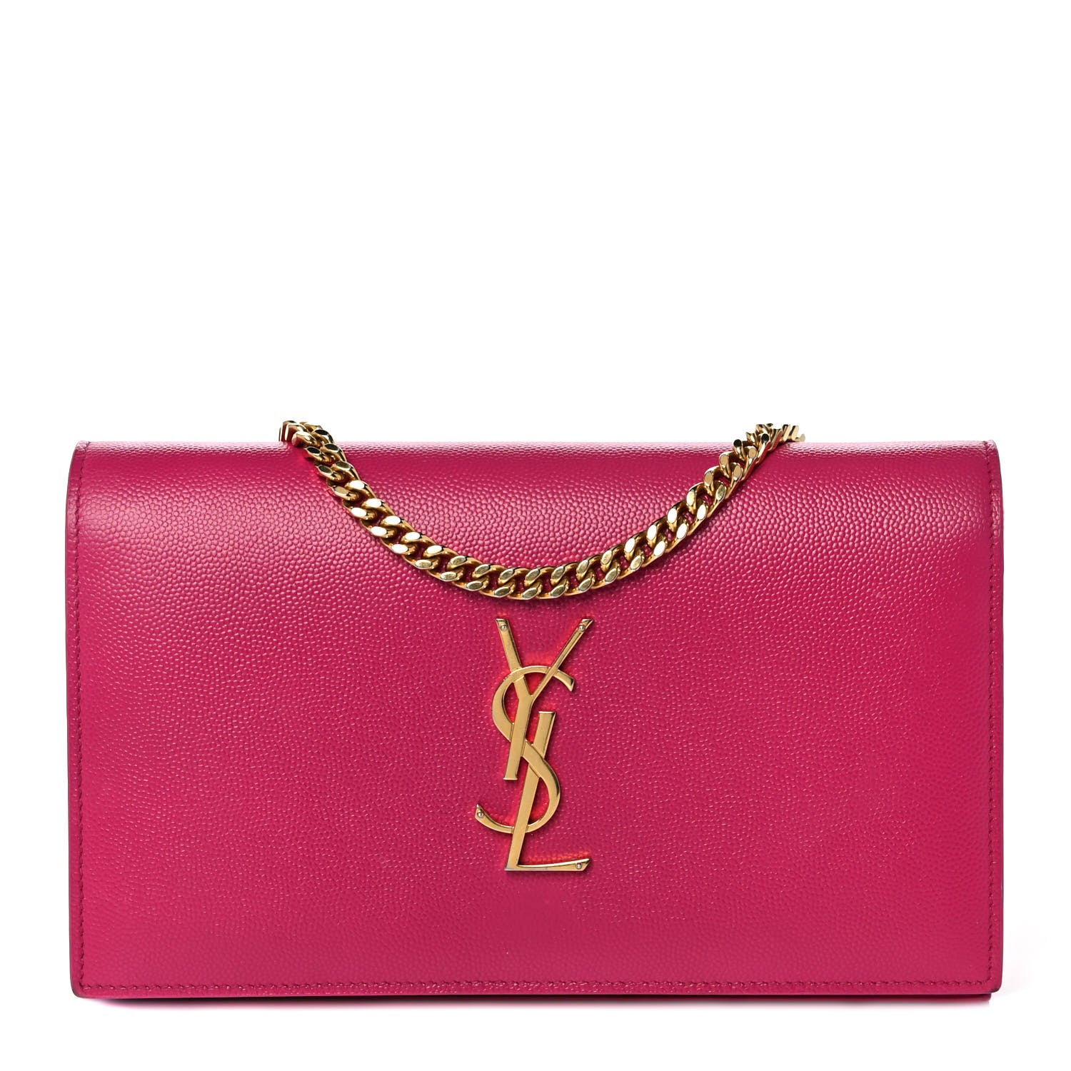 Saint Laurent Grain De Poudre Monogram Chain Wallet Bubblegum 1 of 10