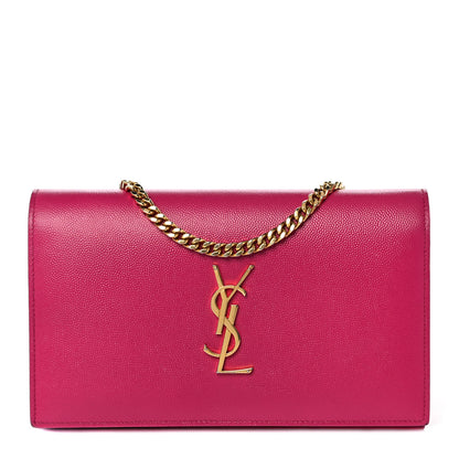 Saint Laurent Grain De Poudre Monogram Chain Wallet Bubblegum 1 of 10