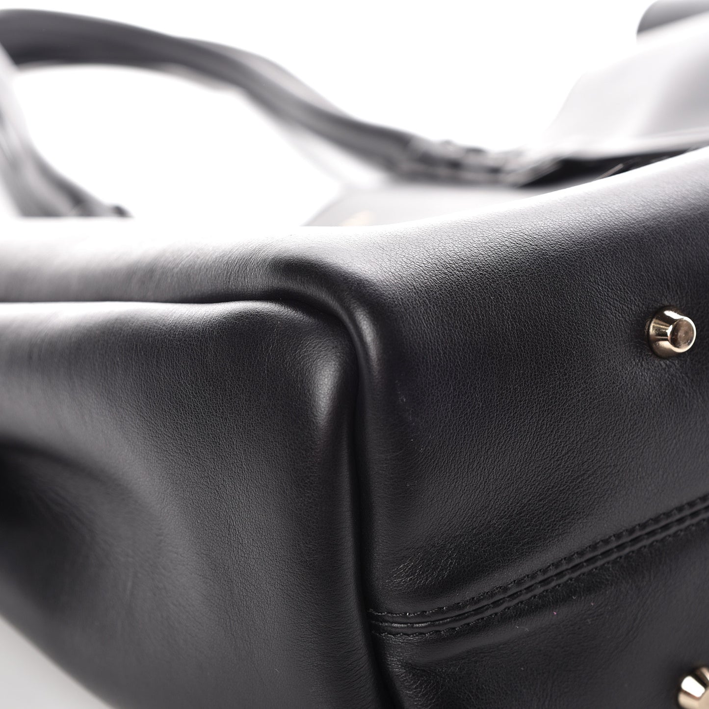 Smooth Calfskin Small Fringe Shopper Tote Black
