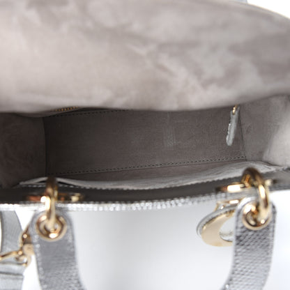 Christian Dior Metallic Lizard Small Lady Dior Argent 4 of 9