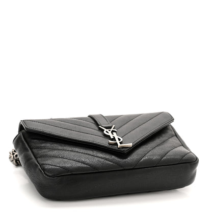 Saint Laurent Sheepskin Matelasse Chevron Monogram College Chain Wallet Black 4 of 11