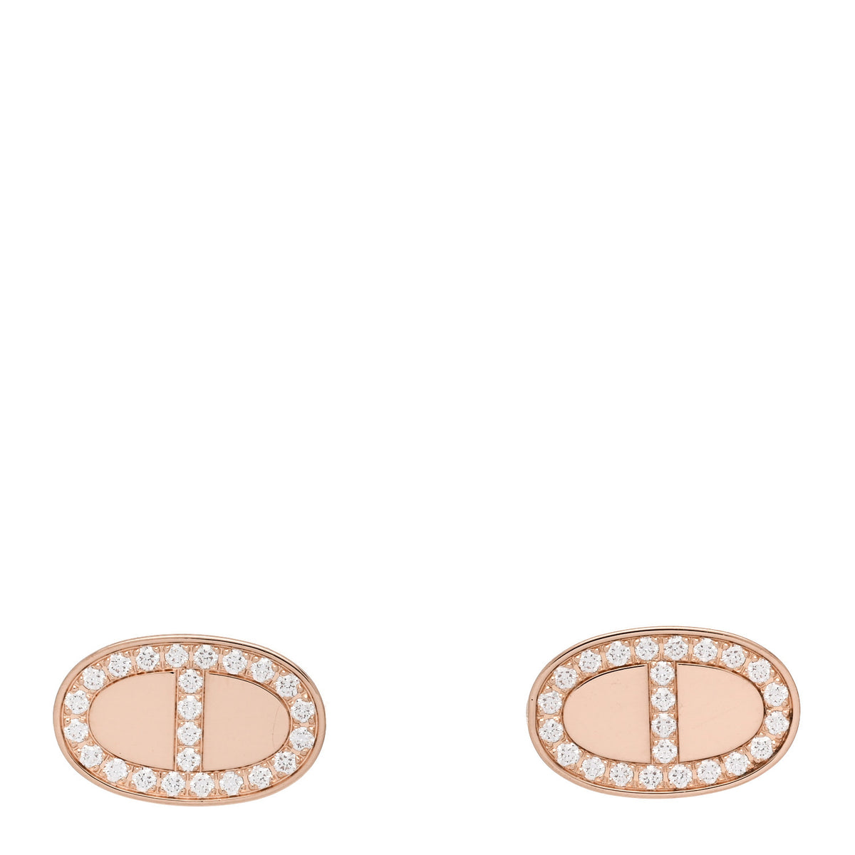 18K Rose Gold Diamond Chaine d'Ancre Contour Stud Earrings