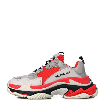 Balenciaga Fabric Mesh Womens Triple S Sneakers 39 Red Grey White 1 of 9