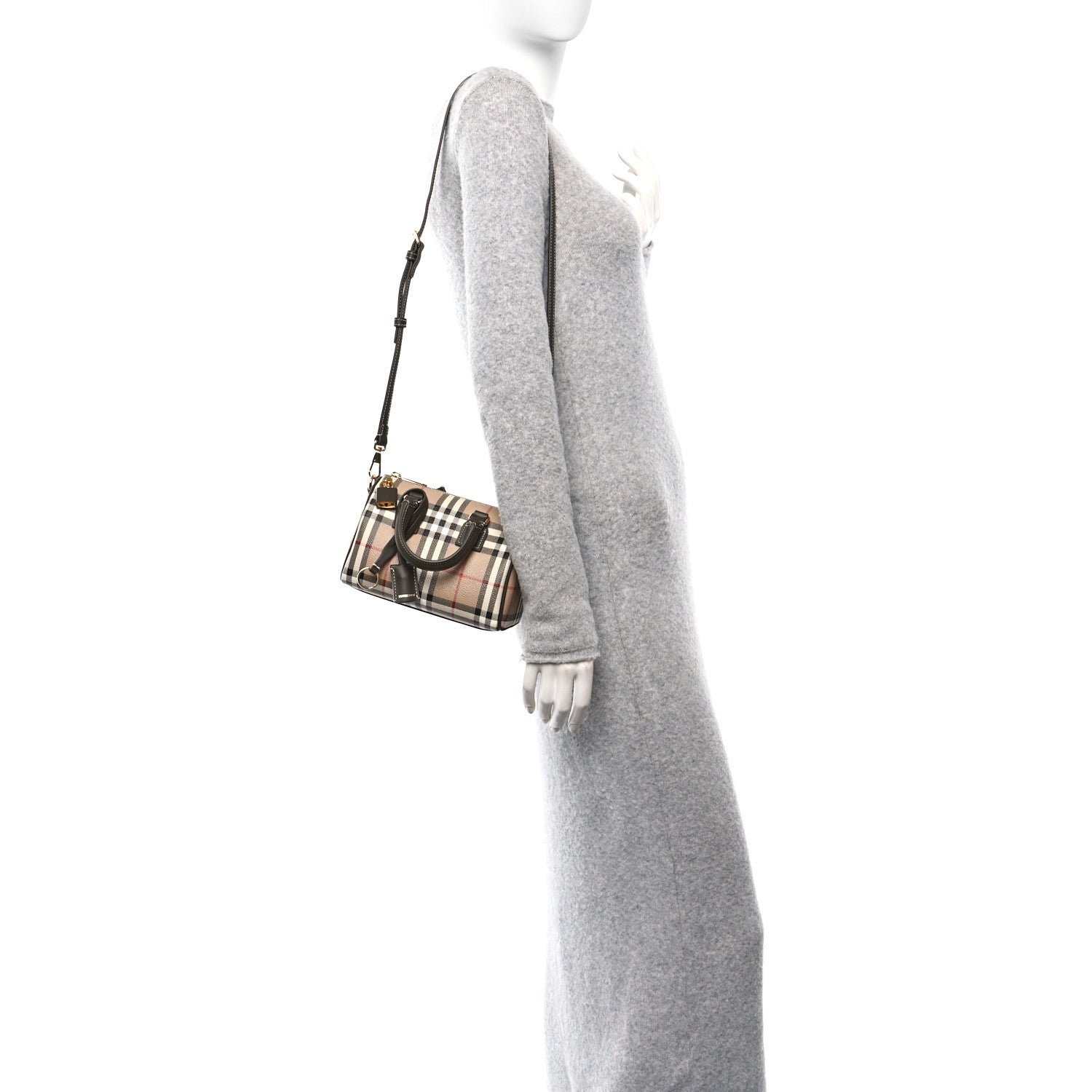 Burberry Vintage Check Mini Bowling Bag Military 2 of 10