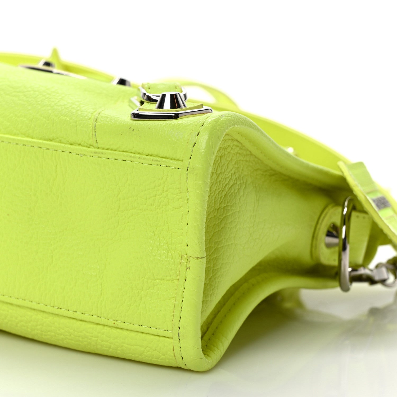 Balenciaga Chevre Silver Metallic Edge Hardware Mini City Acid Green 9 of 9