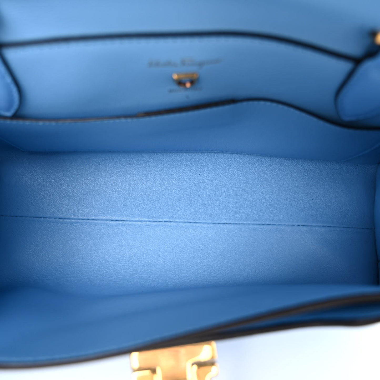 Calfskin Trifolio Swing Top Handle Bag Blue