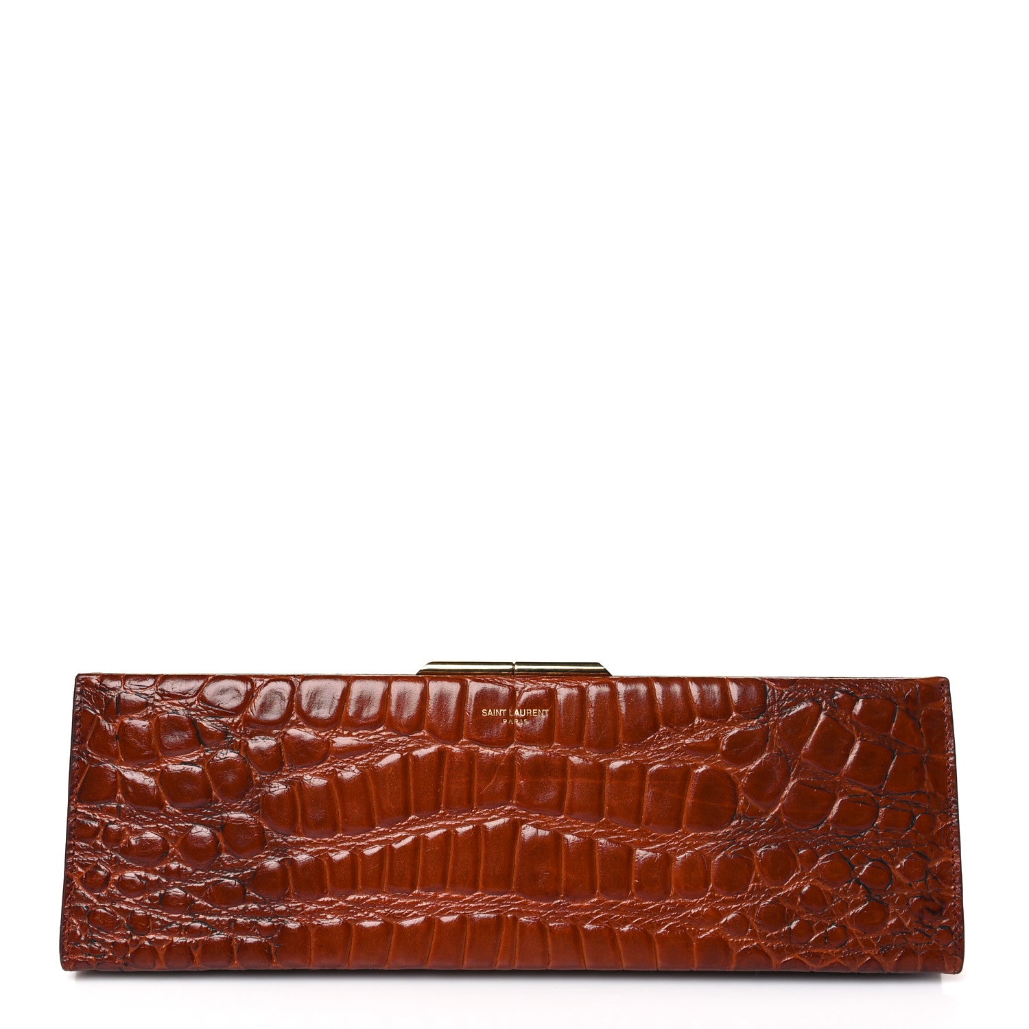 Saint Laurent Lacquered Calfskin Crocodile Embossed Large Midnight 1 of 8