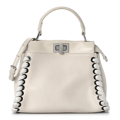 Fendi Nappa Lace Up Mini Peekaboo Iconic Satchel Bianco Carta 1 of 22