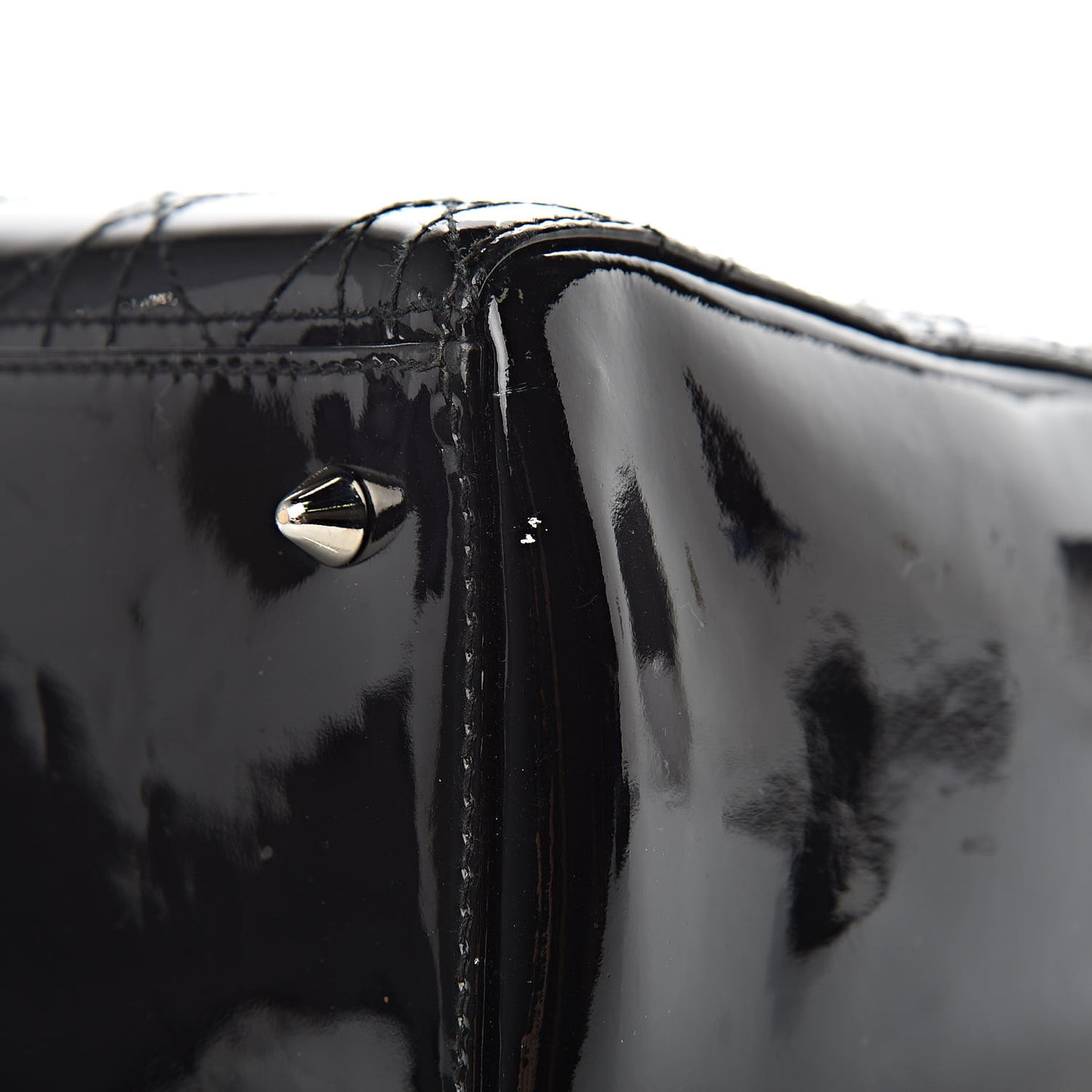 Patent Cannage Stitched Medium Lady Dior Black