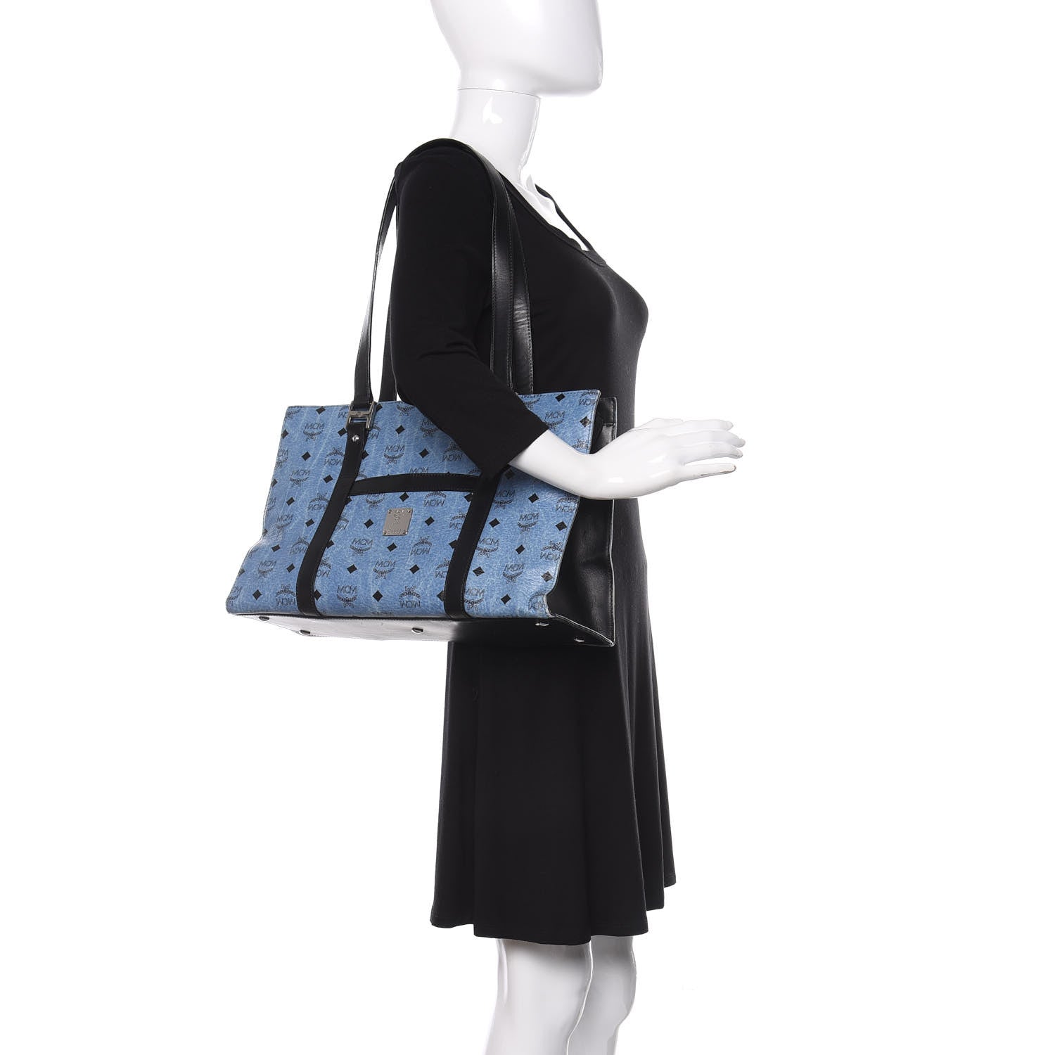MCM Visetos Shopper Tote Blue 2 of 9