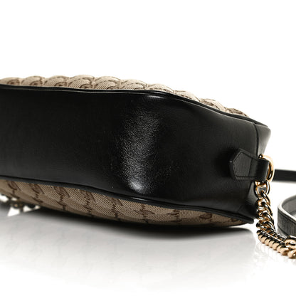Gucci Monogram Matelasse Diagonal Small GG Marmont Chain Shoulder Bag Beige Black 10 of 12