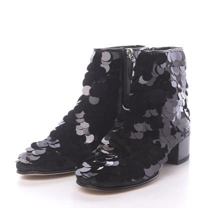 Chanel Sequin Mesh Short Boots 35.5 Black 3 of 9