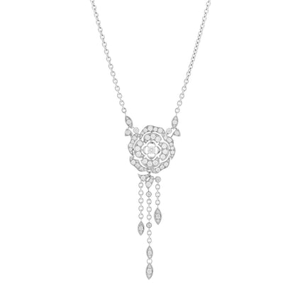 Chanel 18K White Gold Diamond Bouton de Camelia Transformable Pendant Necklace 1 of 6
