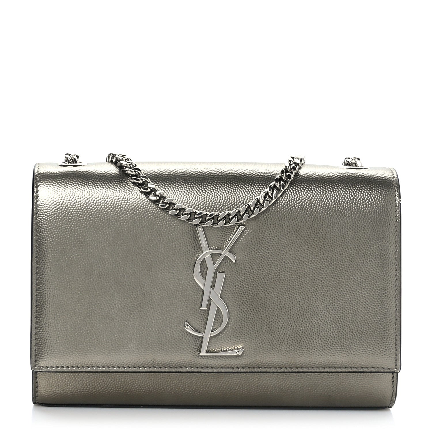 Saint Laurent Grain De Poudre Small Monogram Kate Satchel Piombo 1 of 9