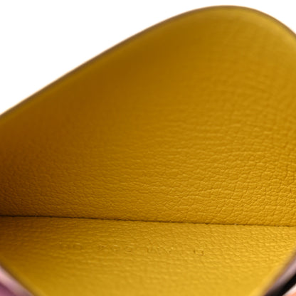 Hermes Epsom Les Petits Chevaux Card Holder Jaune De Naples Mauve Sylvestre Gold Bleu Du Nord 5 of 9