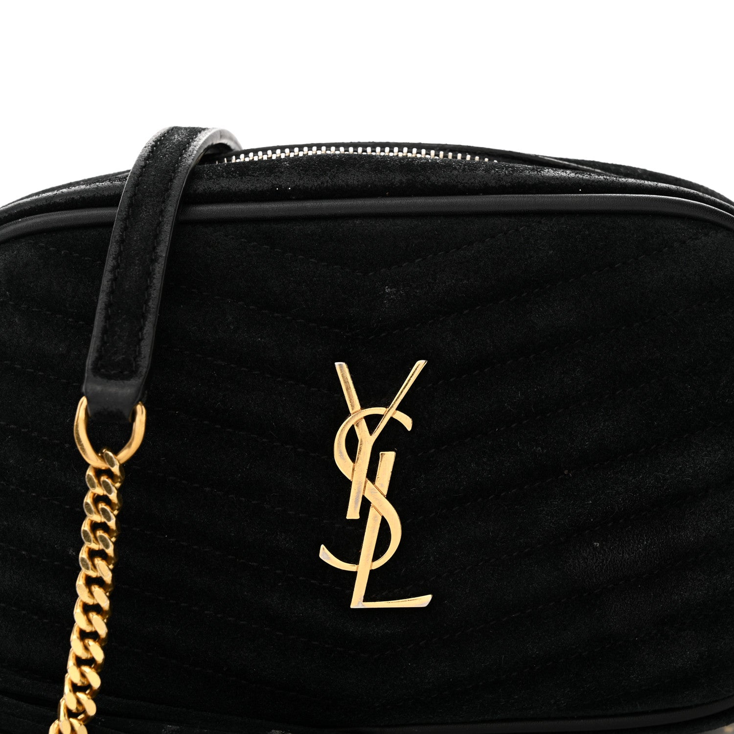 Saint Laurent Suede Matelasse Monogram Mini Lou Camera Bag Black 8 of 18