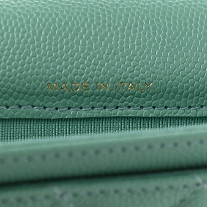 Chanel Caviar Quilted Flap Card Holder Wallet Light Green 7 of 9
