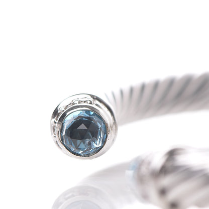 David Yurman Sterling Silver Diamond Blue Topaz 5mm Cable Classics Bracelet 5 of 5