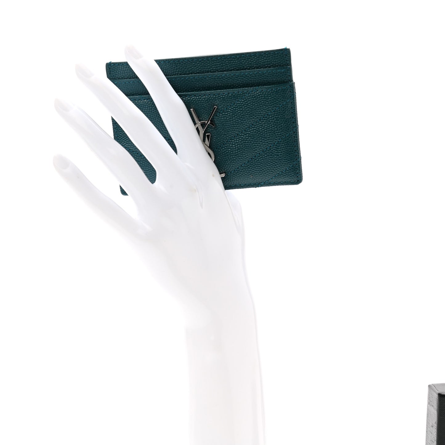 Grain De Poudre Matelasse Chevron Monogram Credit Card Case Peacock Green