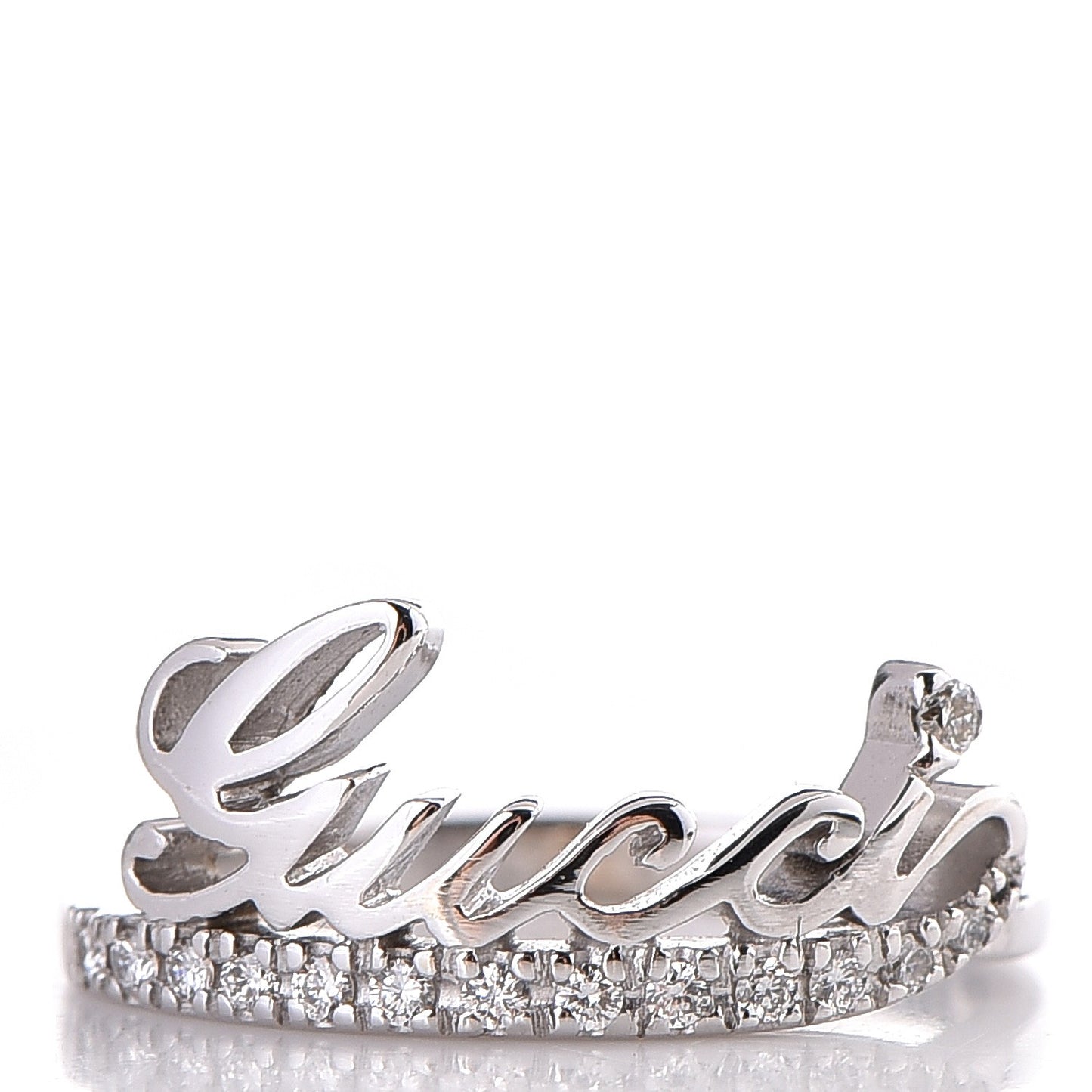 18k White Gold Diamond Icon Thin Band Ring 51 5.75
