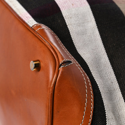 Burberry Canvas Mega Check Traveler Tote Dark Tan 9 of 36