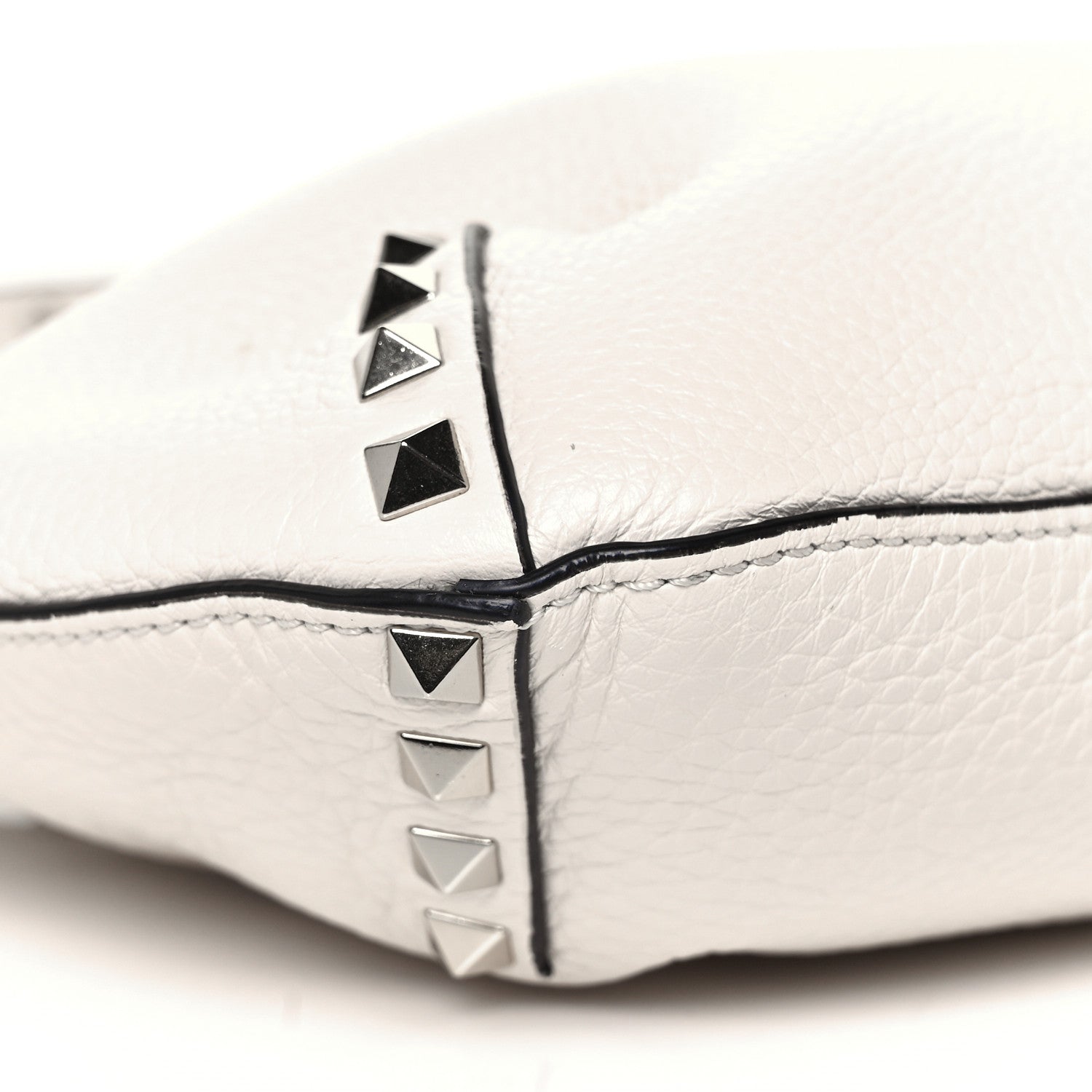 Valentino Garavani Pebbled Calfskin Small Rockstud Flip Lock Hobo White 6 of 7
