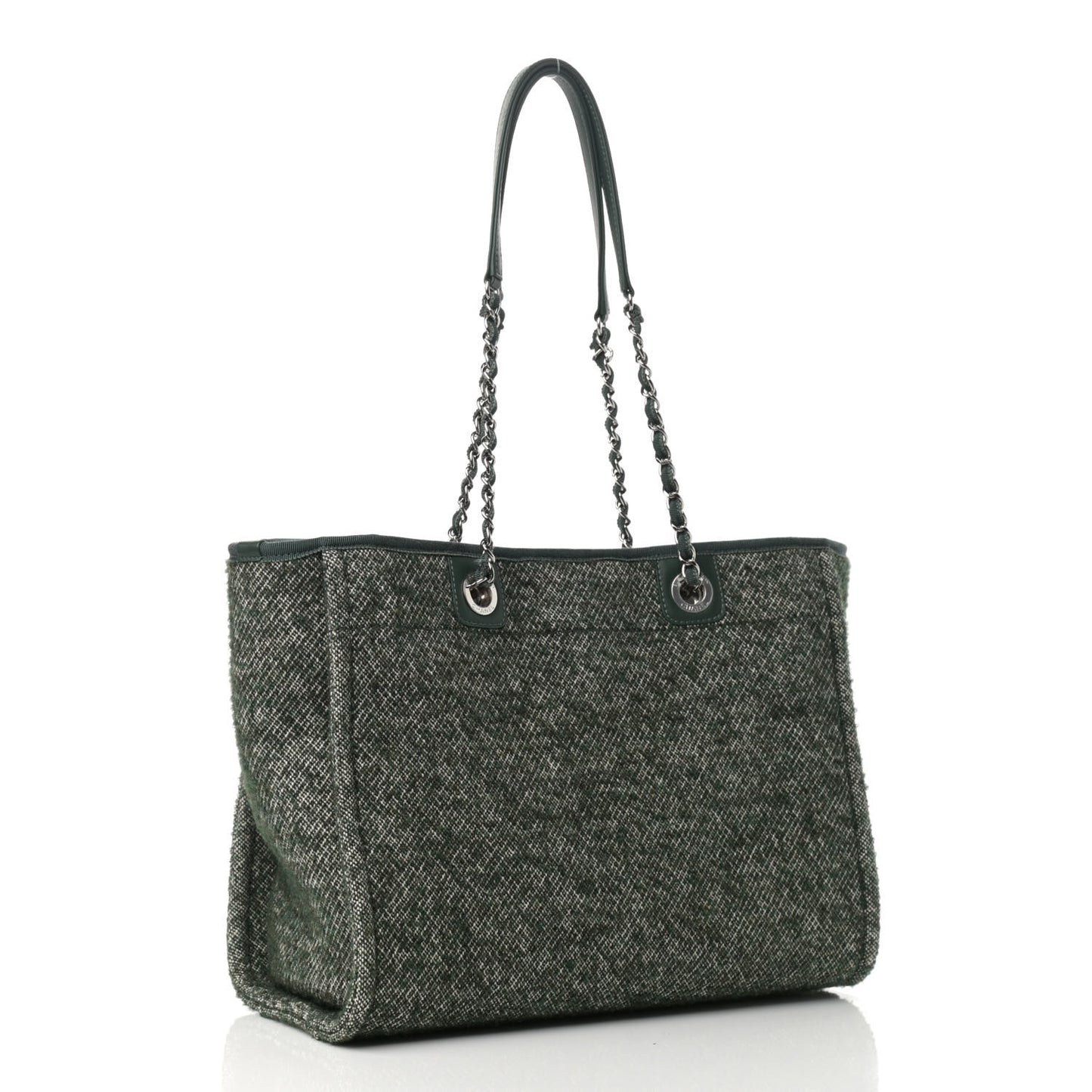 Mixed Fibers Calfskin Small Deauville Tote Green