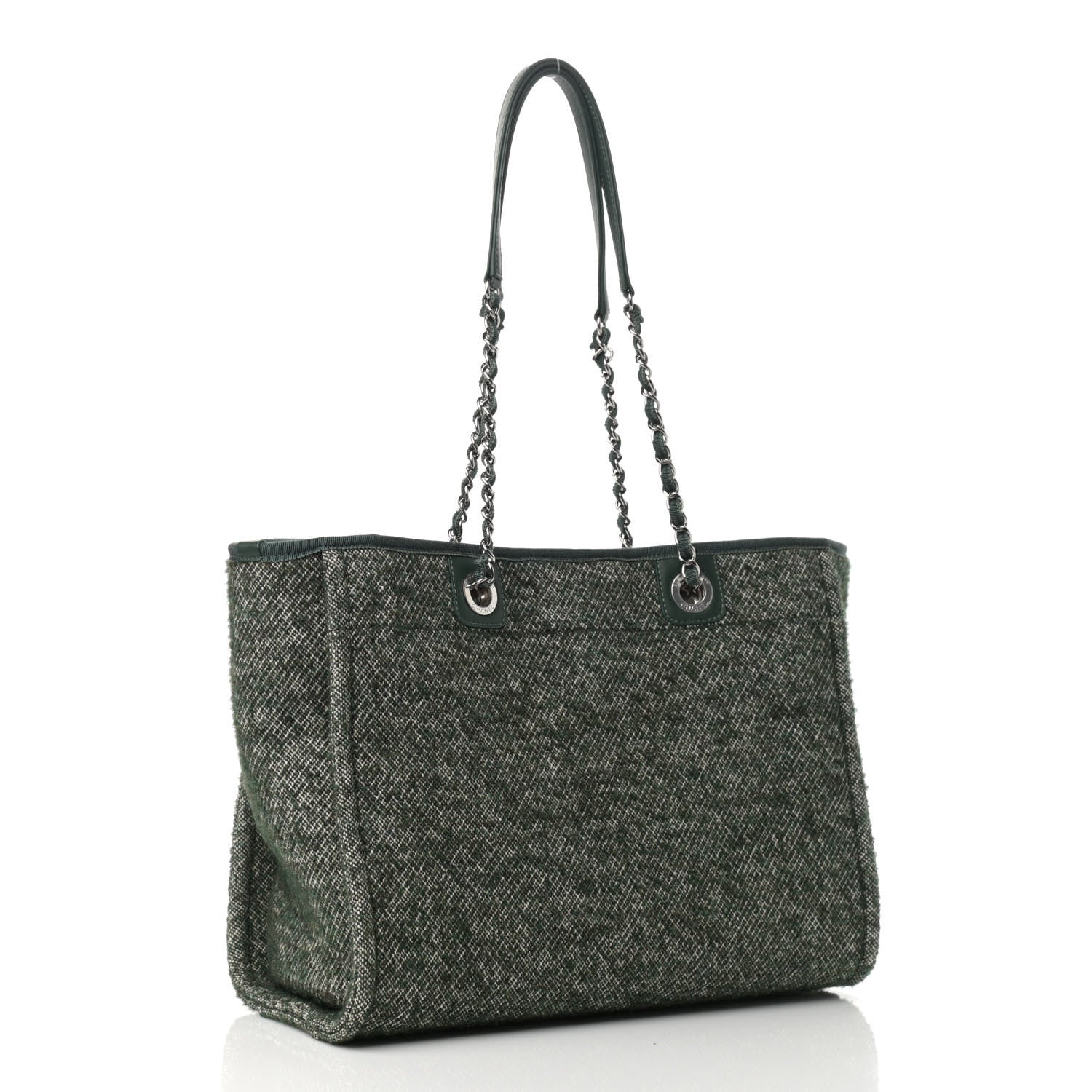 Chanel Mixed Fibers Calfskin Small Deauville Tote Green 3 of 11