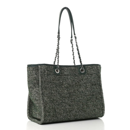 Chanel Mixed Fibers Calfskin Small Deauville Tote Green 3 of 11